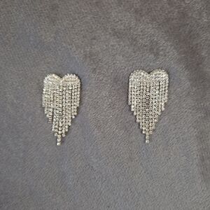 Elegant Silver Heart Drop Earrings